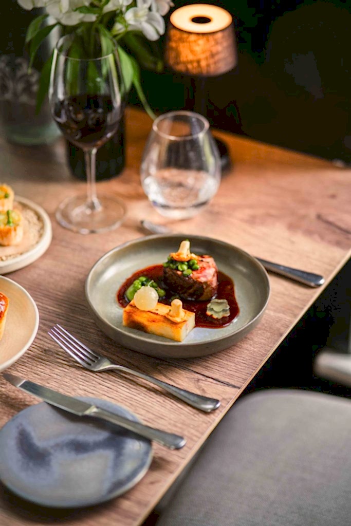 The image shows a main course at Yorebridge House.