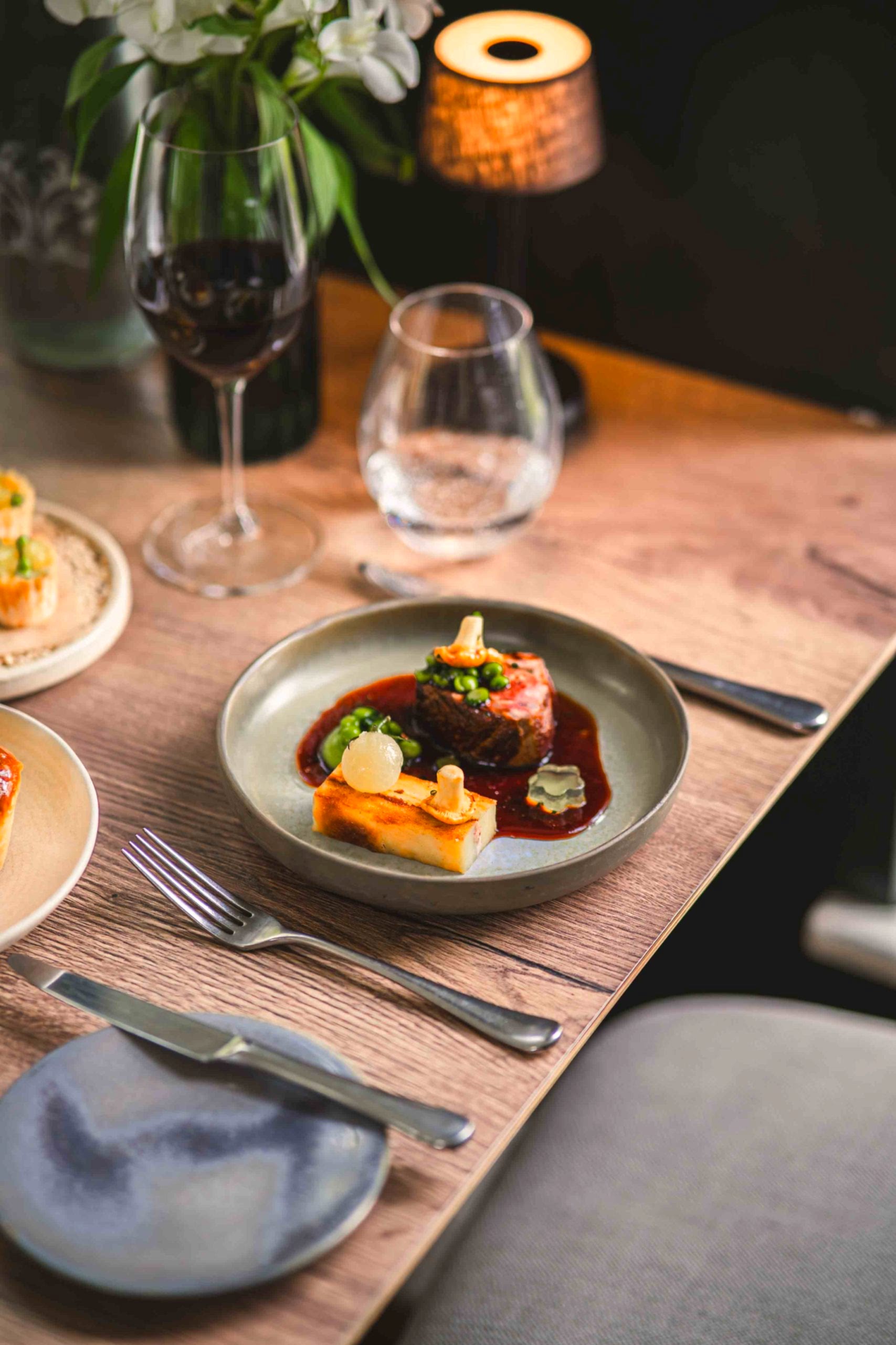 The image shows a main course at Yorebridge House.